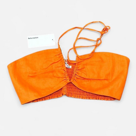 Reformation Isabel citrus orange halter bralette medium festival crop tops - Picture 3 of 6
